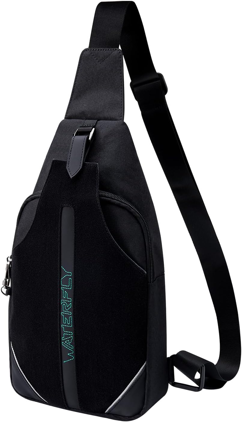 WATERFLY Bolso antirrobo para hombre y mujer, bolso hippie crossbody multiuso, Negro (3.0), M