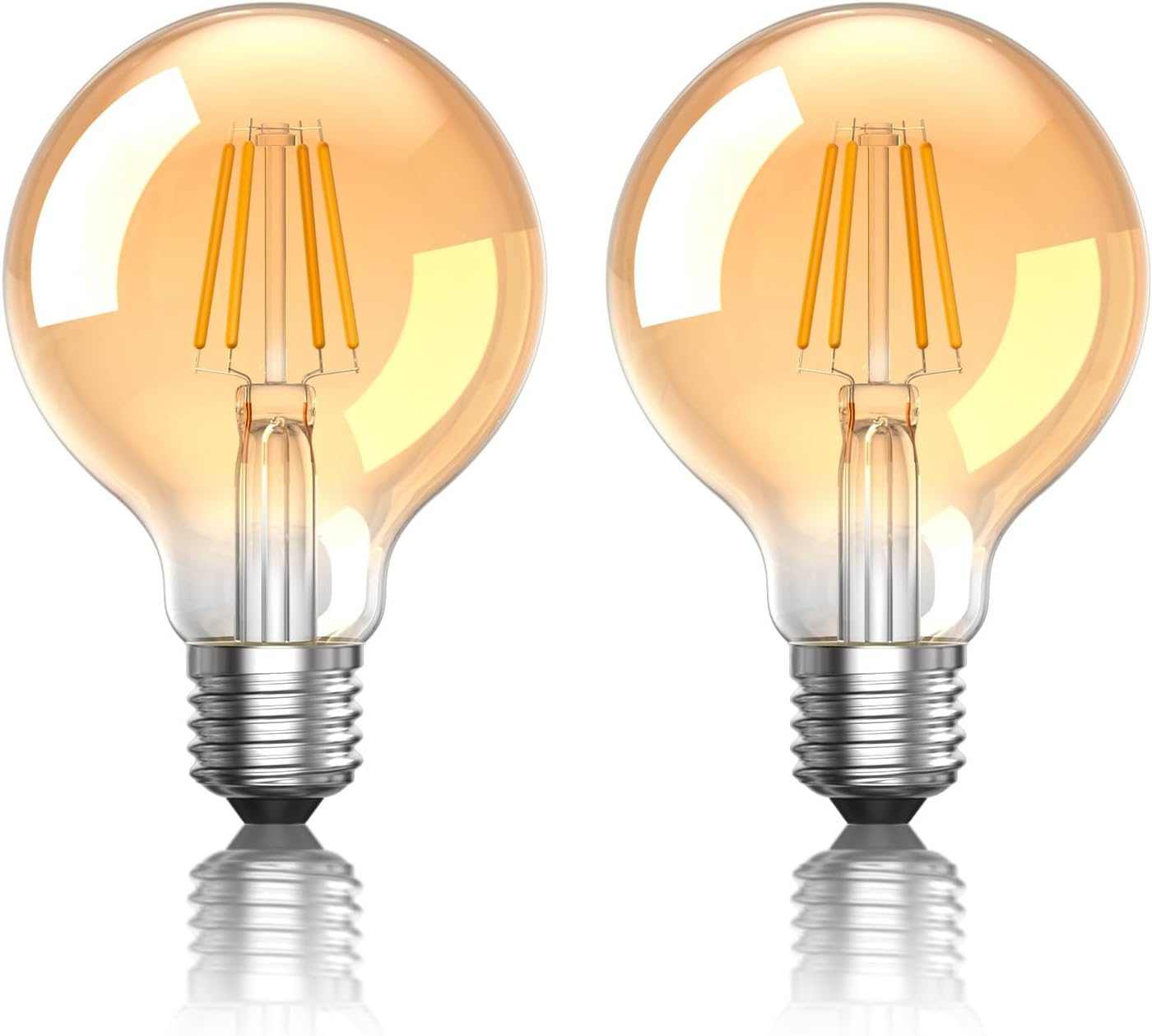 Bombilla LED Edison vintage Luxvista E27, G80, 4 W, filamento E27, ámbar, retro, blanco cálido 2700 K, para cafeterías y hoteles (no regulable, paquete de 2)