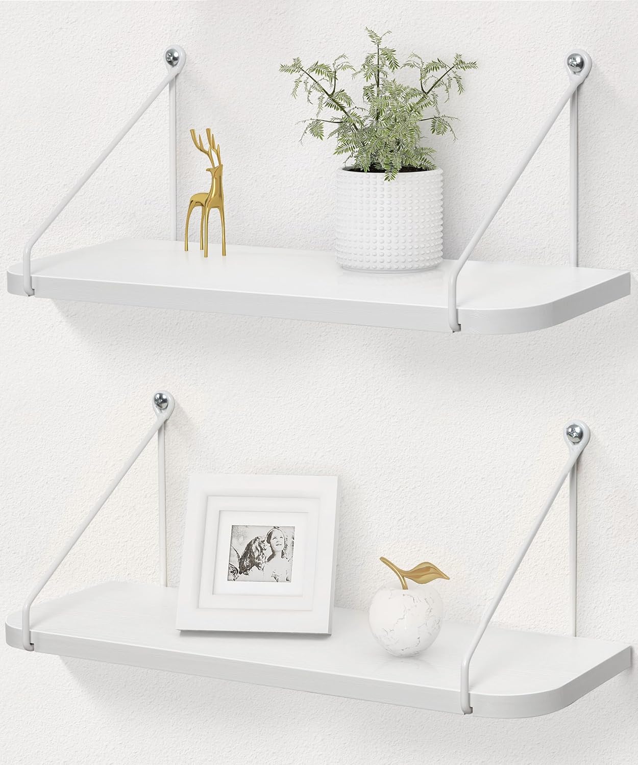 Afuly Estante de pared Estante de metal de madera blanca Estantes flotantes Estante para colgar en la pared Estante de almacenamiento para paredes Cocina Decoración moderna Baño Habitación de los niño