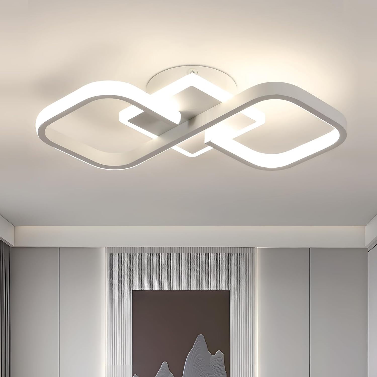 Lámpara de techo LED elegante, 36 W, 4000 lm, moderna lámpara de techo blanca para sala de estar, dormitorio, cocina, comedor, blanco frío 6500 K.