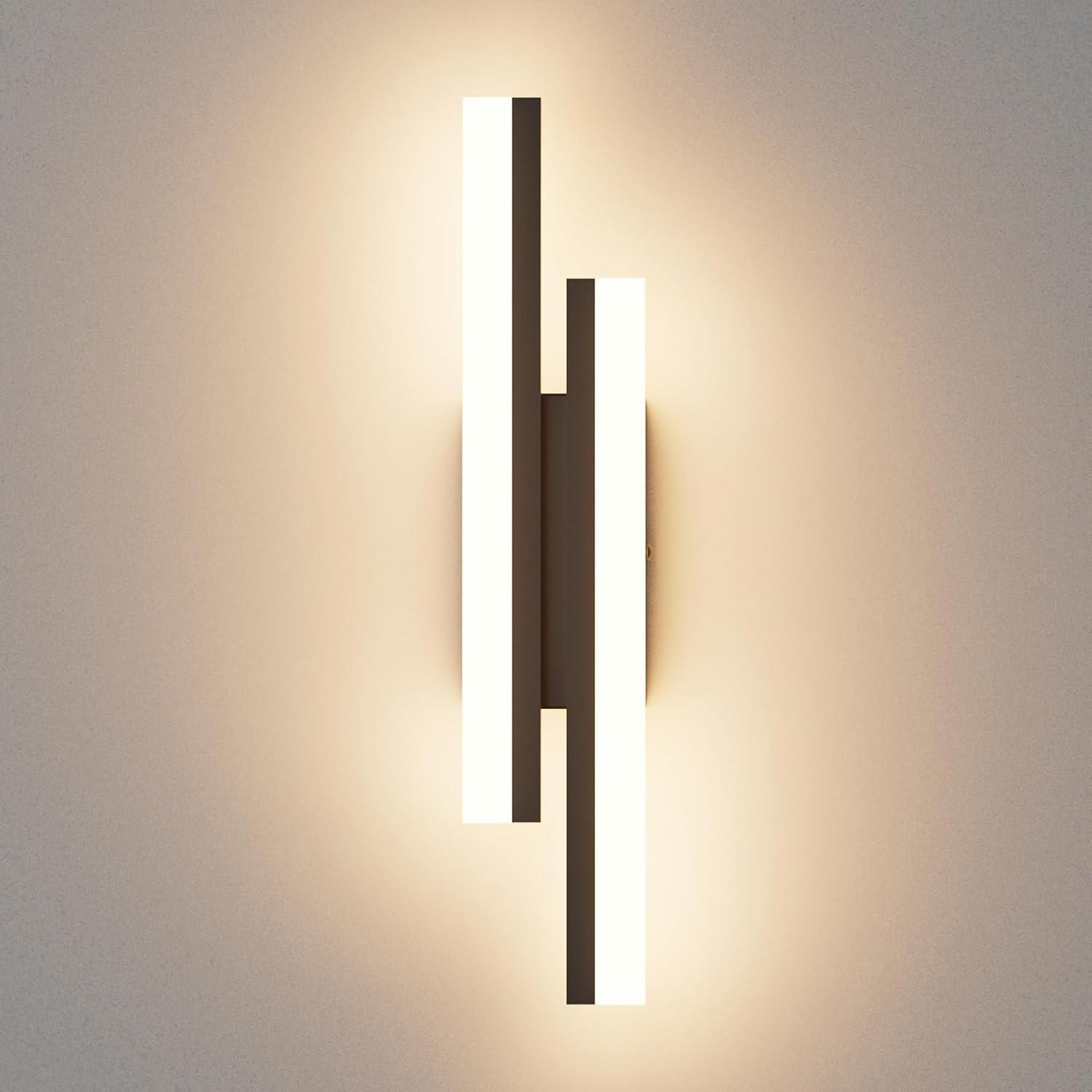 Klighten Aplique LED Interior 40cm, 12W 850LM Lámpara de Pared Moderna, Aplique Decorativo para Dormitorio Salón Pasillo Escalera, 110-240V, Blanco Cálido 3000K, Negro
