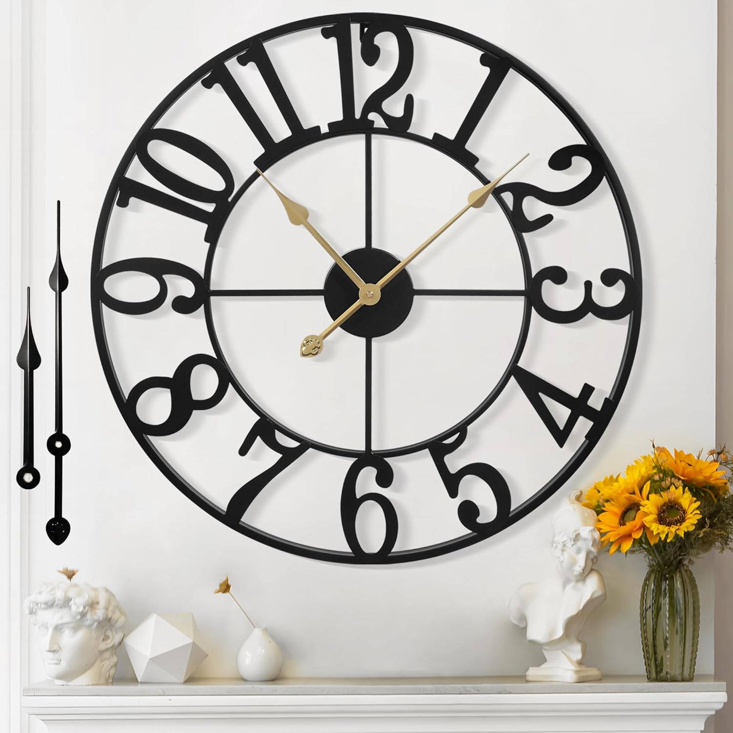 Mee 2ou Reloj de Pared de Diseño Moderno y Vintage, Silencioso, Reloj de Pared Gigante Grande XXL, Disponible en 40 cm, 47 cm, 60 cm, 80 cm, 100 cm, Ideal para salón, Cocina, Oficina