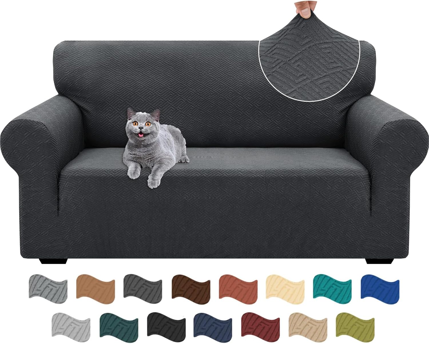 Ystyle Funda Elástica para Sofá 2 Plazas, Funda para Sofá Antideslizante con Reposabrazos, Funda Elástica para Sofá Jacquard, Funda Universal para Sofá Moderna, Protector para Sofá Perro Gato para Sal