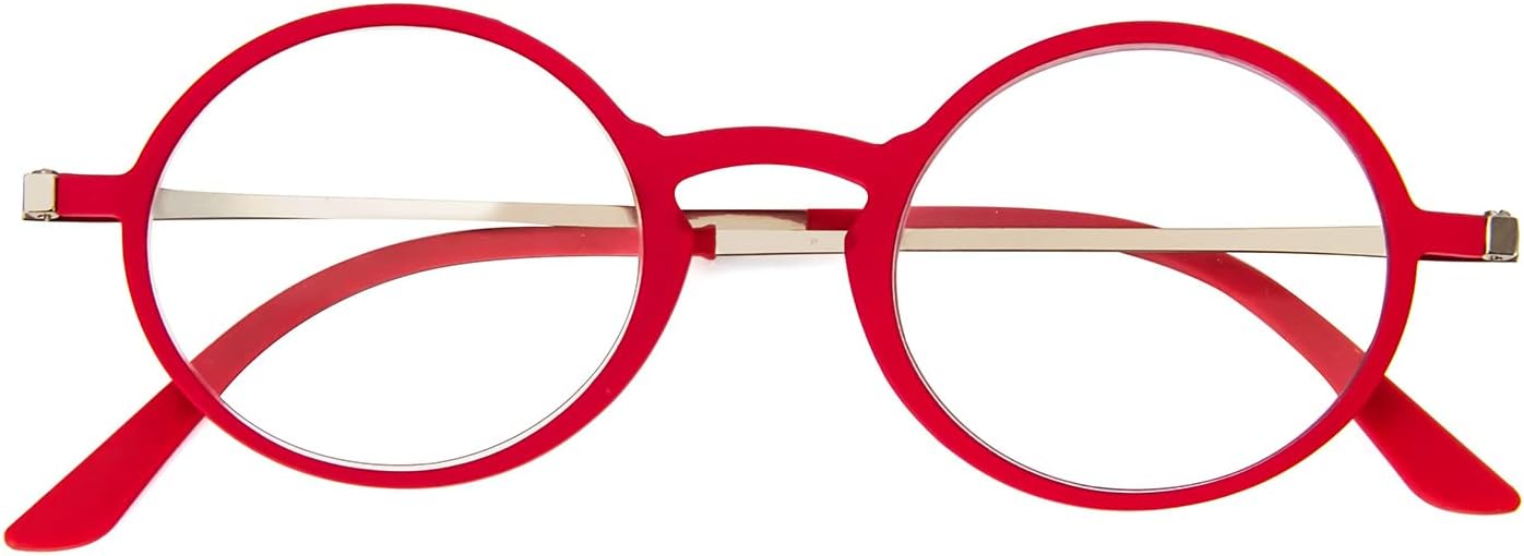 KoKoBin Gafas de lectura ultrafinas, ultraligeras, antiluz azul, con estuche, gafas portátiles antideslumbrantes (rojo, 3, dioptrías)