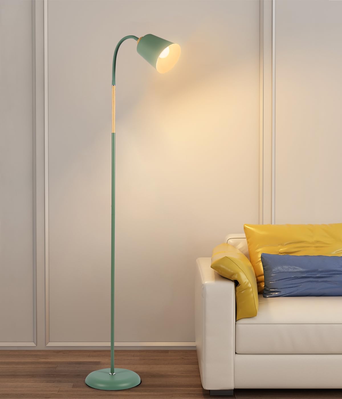 ANTENLICHT VILI | Lámpara de pie de lectura con casquillo E27, máx. 60 W, giratoria, para salón, dormitorio, estudio, estilo nórdico, 159 cm de alto, verde bosque (bombilla no incluida)