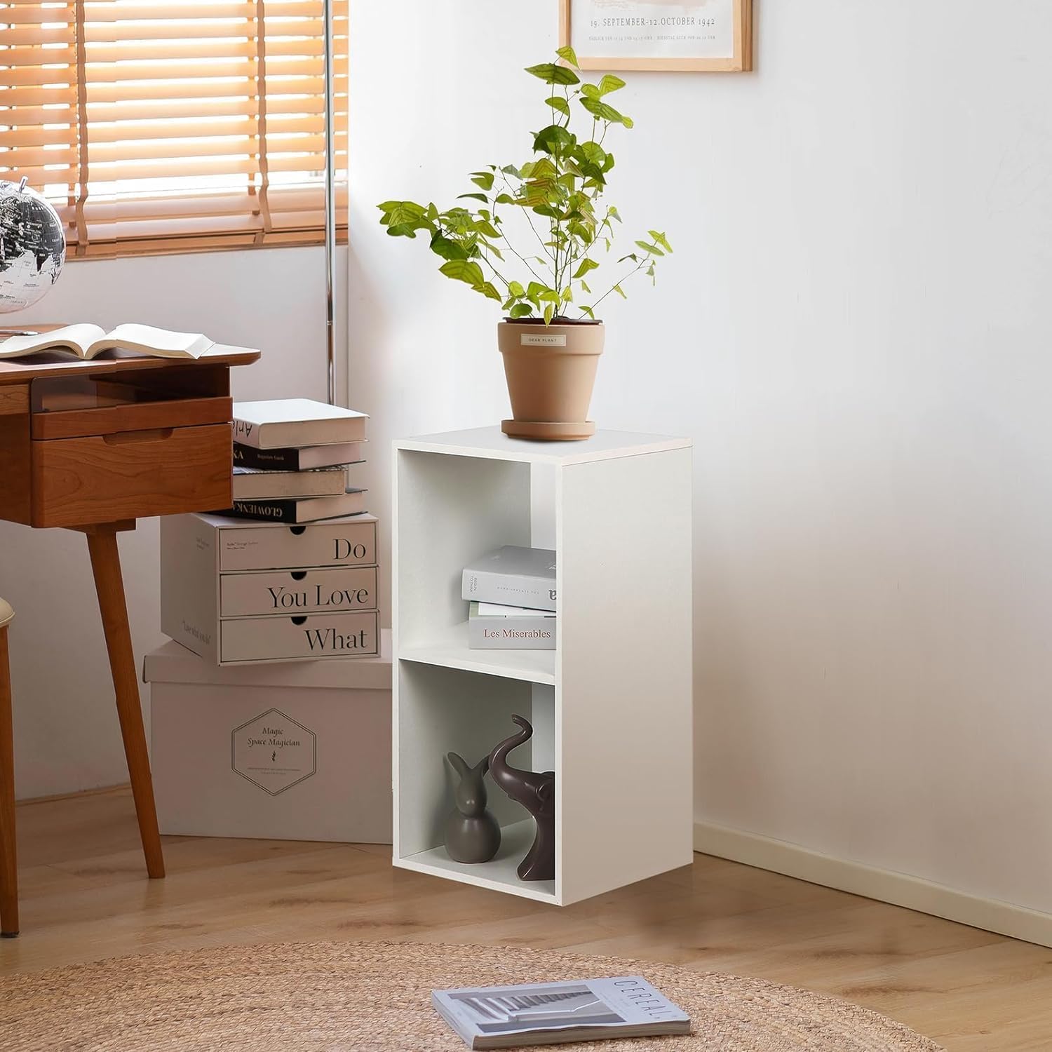PACHIRA Librería con 2 Compartimentos, Estantería de 1 x 2 Cubos para Sala de Estar, estantería Independiente, estantería para Archivos, estantería para Oficina, estantería de Almacenamiento Abierto p