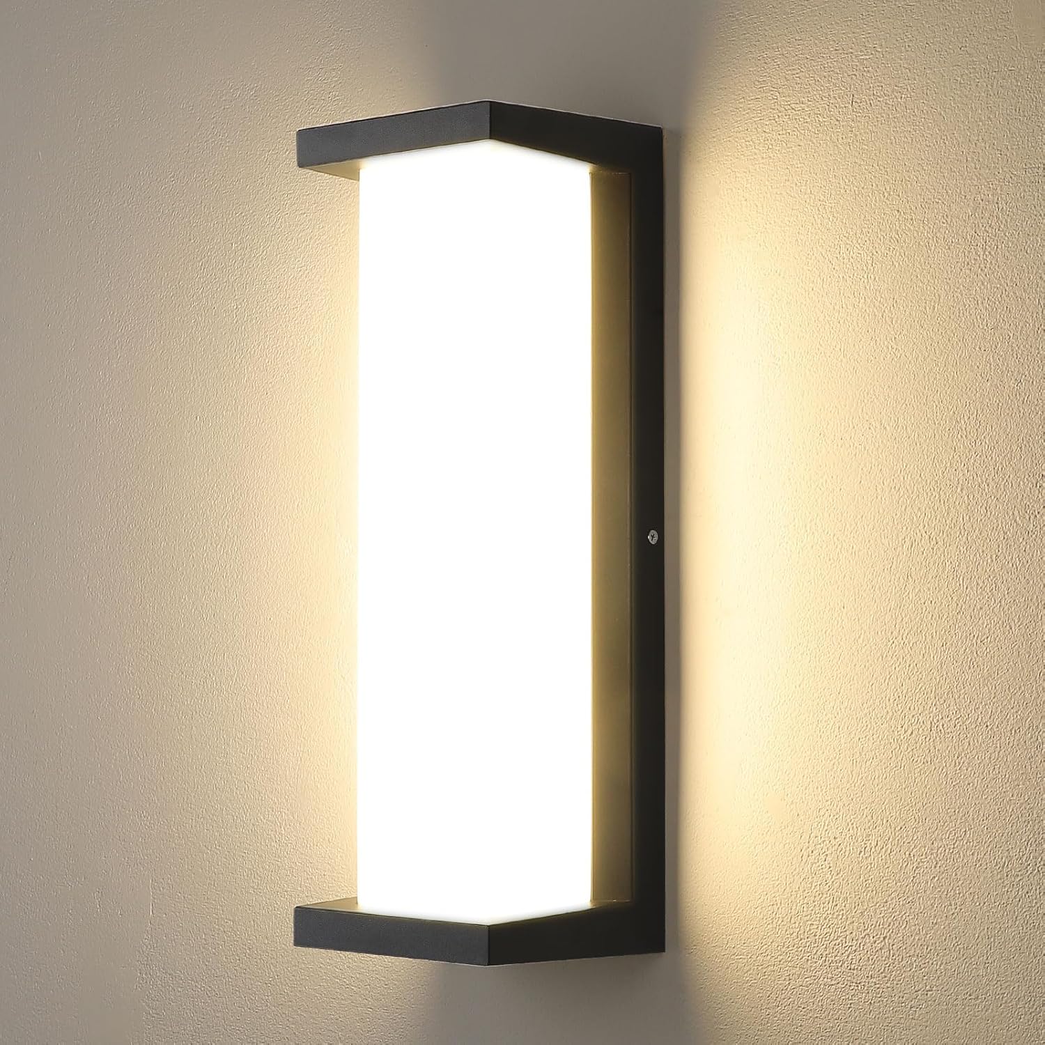 Lightsjoy Aplique LED para exteriores de 50 W IP65, lámpara de pared para exteriores, aplique blanco cálido para exteriores, lámpara de pared moderna, iluminación exterior impermeable, aluminio para á