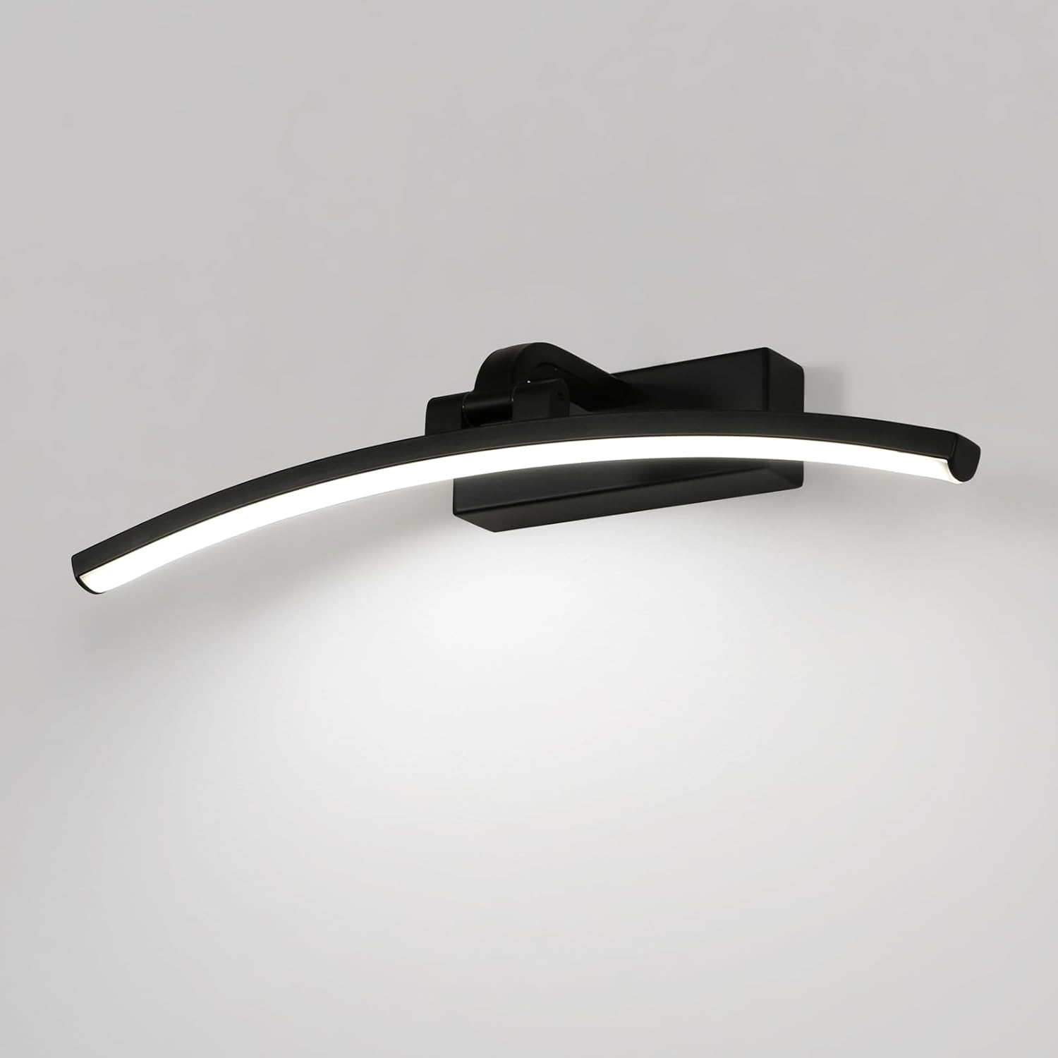 Lámpara de espejo para baño DELIPOP, negra, 40 cm, rotación de 180 grados, IP44, luz LED de 8 W para sótano, cocina, armario de baño, tocador, inodoro, luz blanca fría de 6500 K.