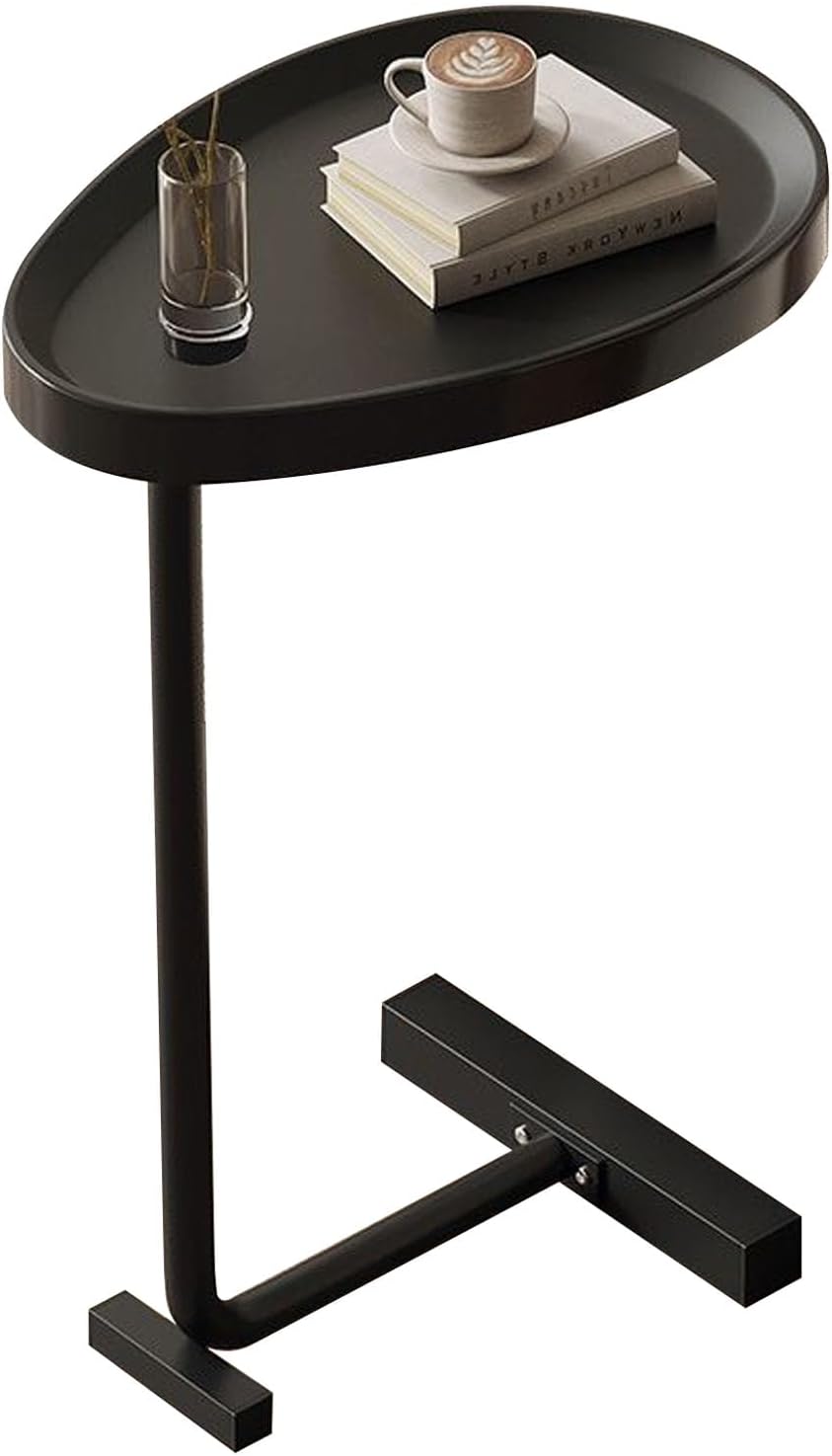 Mesa auxiliar en forma de C, mesa auxiliar de sofá, estructura estable, mesa de centro, mesa de centro pequeña, elegante mesa auxiliar en forma ovalada de huevo, ideal para café, bocadillos y computadoras portátiles.