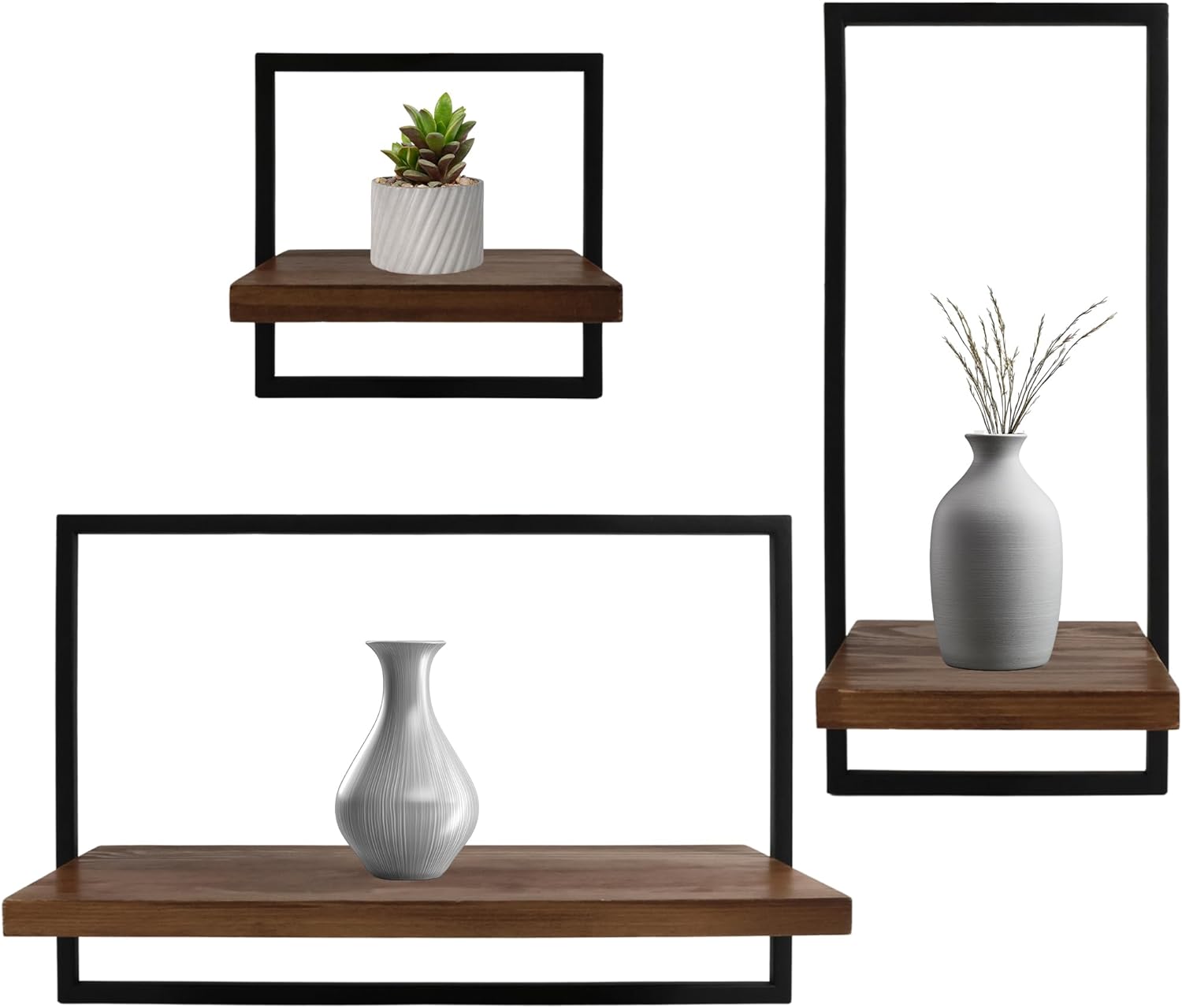 KW KASTWOOD - estanteria Pared - baldas Recortadas - Juego de 3 baldas flotantes Pared para Cocina, Salon, baño, Dormitorio con Montaje Oculto - estantes de Madera - Estante