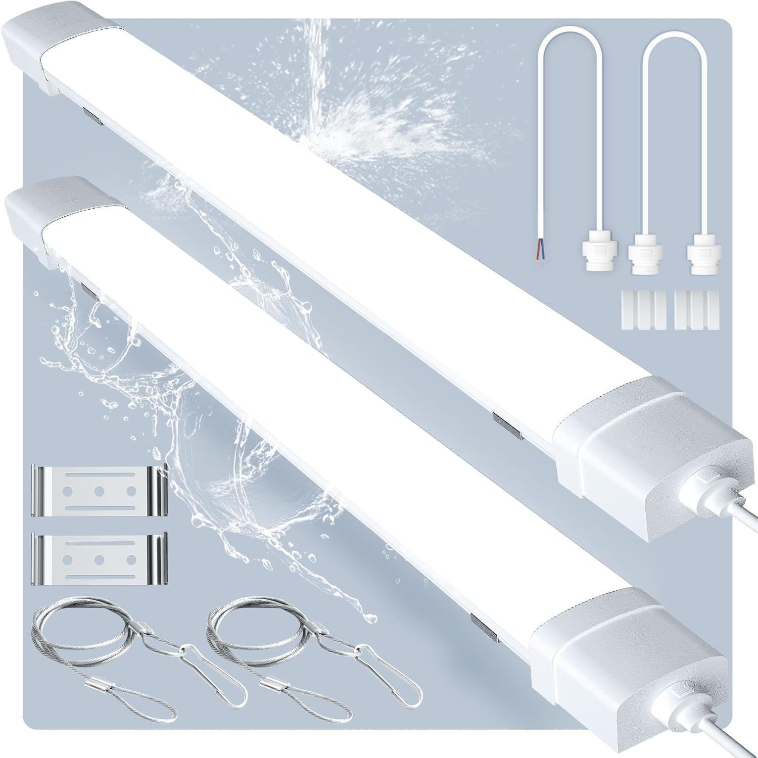 Lámpara LED papasbox de 120 cm y 40W, con 4800 lumenes de potencia. Incorpora un diseño de conexión que permite unir hasta 12 unidades. Ideal para ambientes interiores y exteriores gracias a su clasificación IP65. Se puede instalar con cadenas o clips de acero. Luz de 6500K, alta eficiencia y sin parpadeos. Con sensor de movimiento