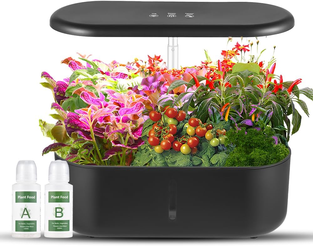 Irishom Plant Light para plantas de interior con bomba de agua, 10 sistemas de propagación hidropónica, lámpara LED para plantas de 24 W, recipiente de agua de 3,6 L, 2080 lm, altura ajustable de 35 cm
