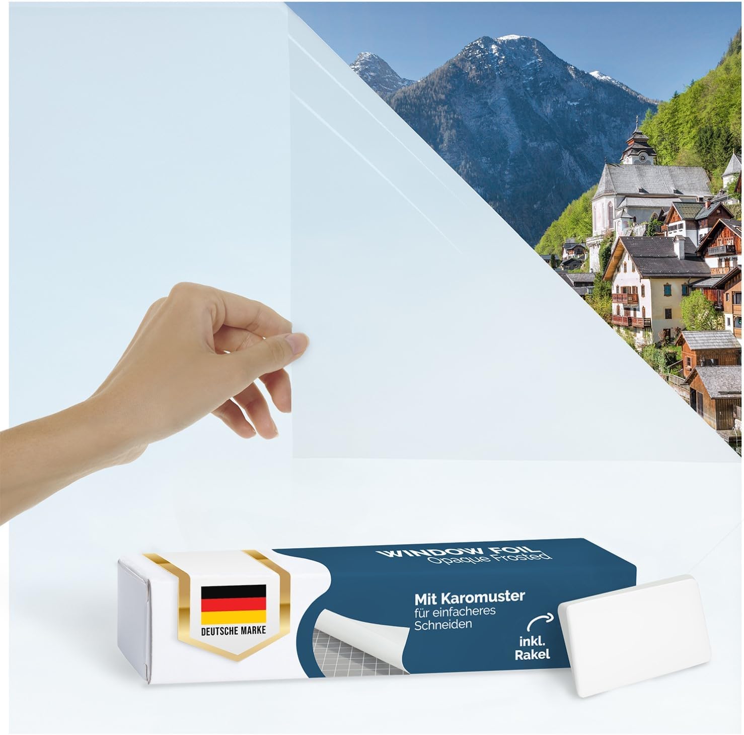 Película para ventanas Blumtal 90x200 cm, juego de 2, opaca y estática, adhesiva + espátula - lámina de privacidad recortable para ventanas + protección UV - lámina de vidrio esmerilado autoadhesiva - lámina de privacidad blanca con aspecto esmerilado