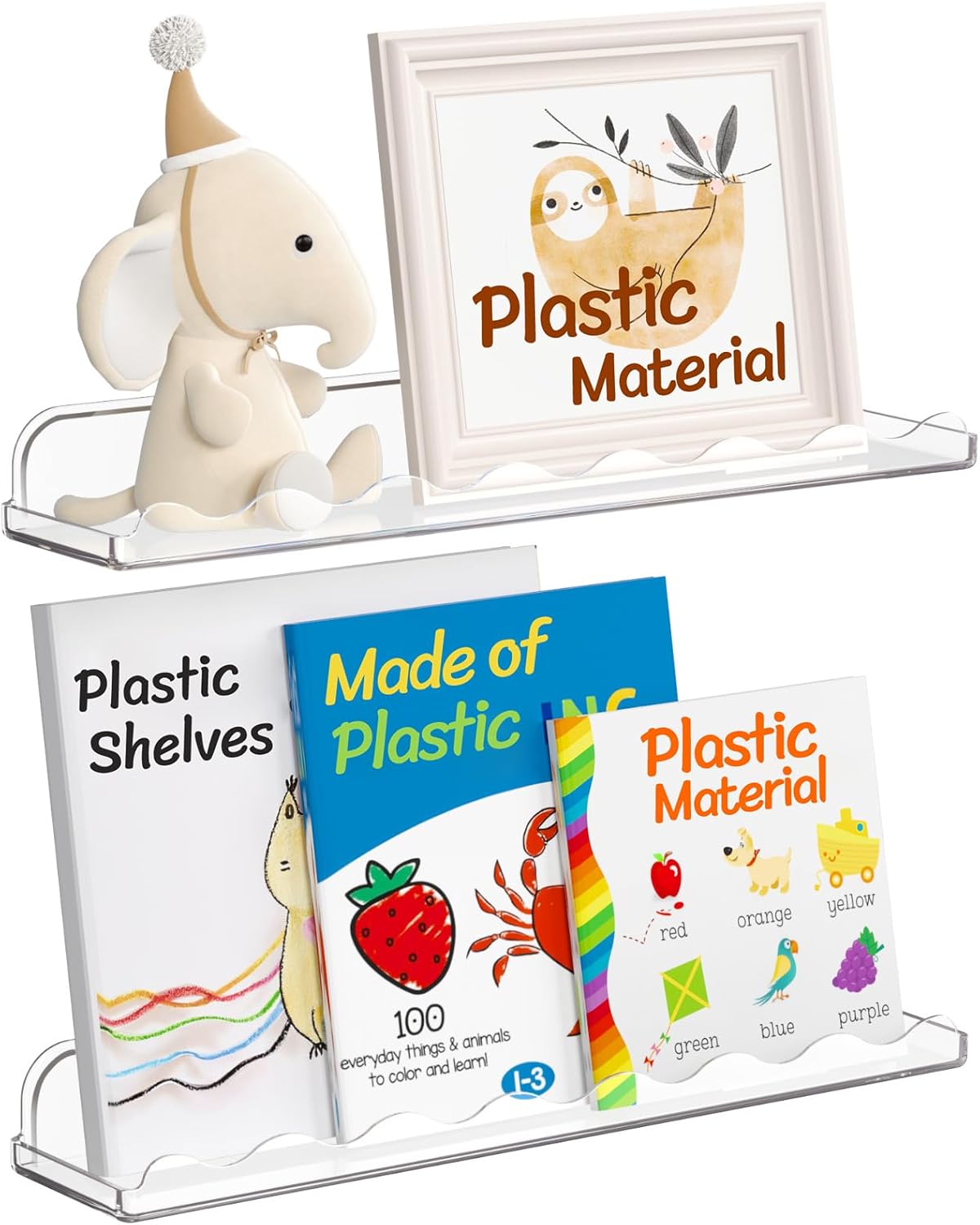 Estanterías infantiles de plástico Lifewit (8 unidades, 38 cm), transparentes, para colgar en la pared, ideales para habitación infantil, libros, dormitorio de bebés y niños pequeños, decoración de salón.