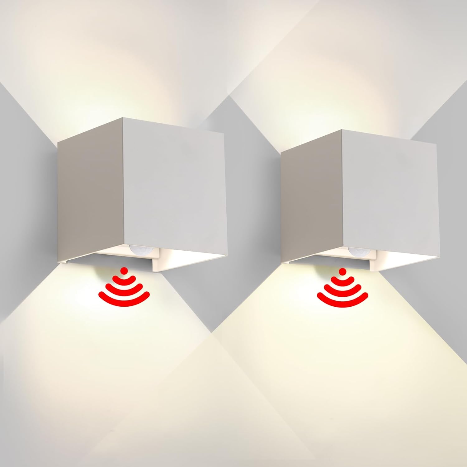 Aplique de Pared Exterior LED de 6W con sensor de movimiento, rango de detección de 4-6 metros y ángulo ajustable de 120°. Impermeable y antipolvo IP65, fabricado en aluminio de alta calidad. Ideal pa