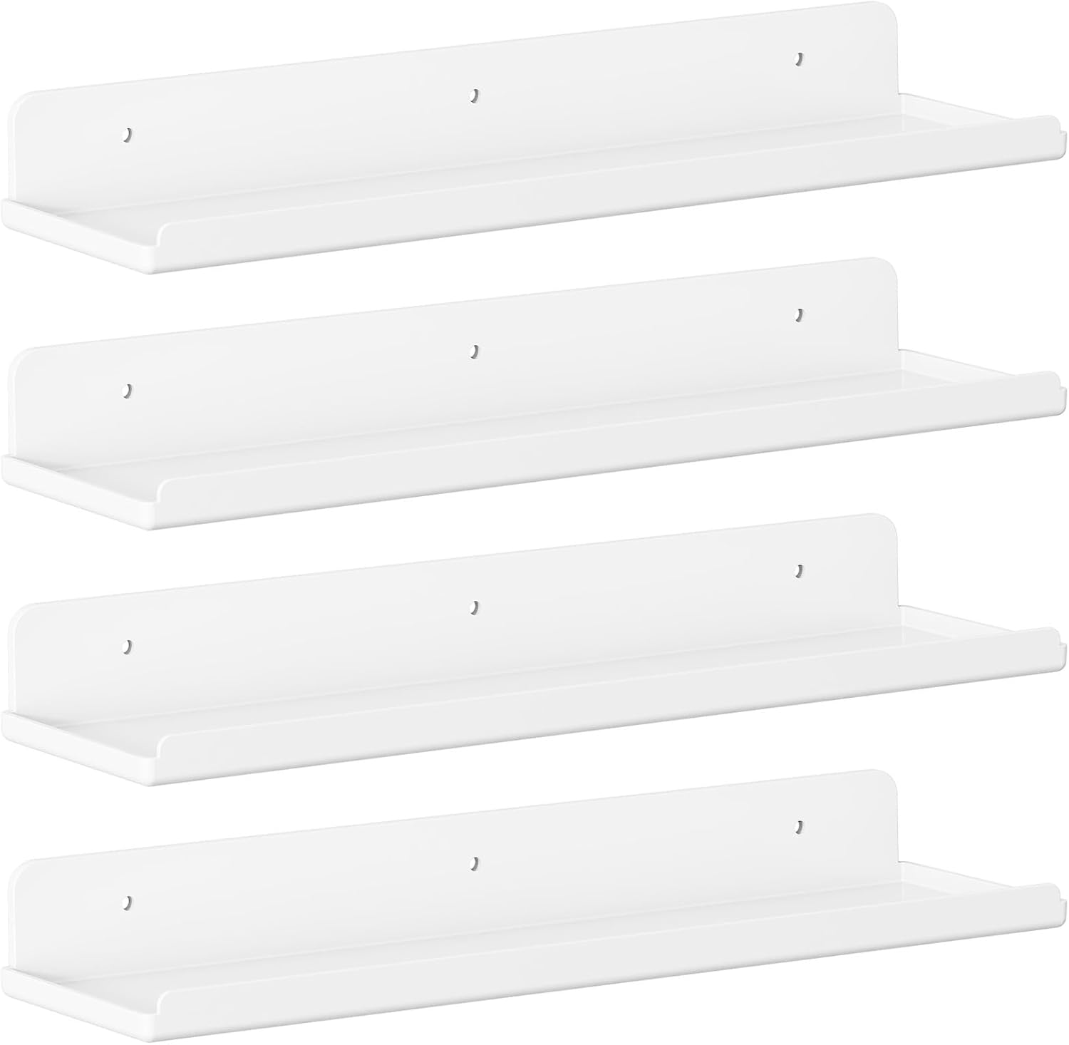 Lifewit Baldas Flotantes Plástico Decorative, 61cm Estantes de Resistente Acrílico para Foto/Maquillaje/Figura, Baño, Dormitorio, Salón, Oficina, Cocina 4 Pack, Blanco