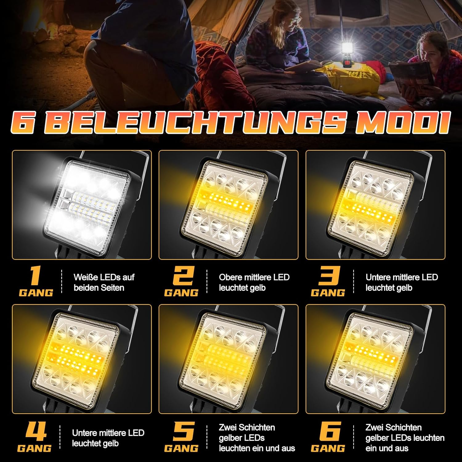 Lámpara LED de trabajo 7-16,5 W, 1500 lúmenes. Incluye puertos de carga USB y Type-C. Compatible con baterías Bosch 18V GBA. Diseño ligero con seguridad anti-bajo voltaje. Perfecta para diversas aplic