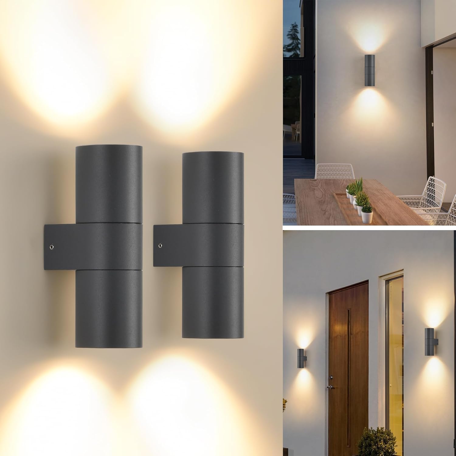 Lámpara de pared IP65 altamente resistente, fabricada en aluminio de alta calidad. Diseño moderno y minimalista con protección IP65 contra el agua y el polvo, adecuada para instalación en exteriores e