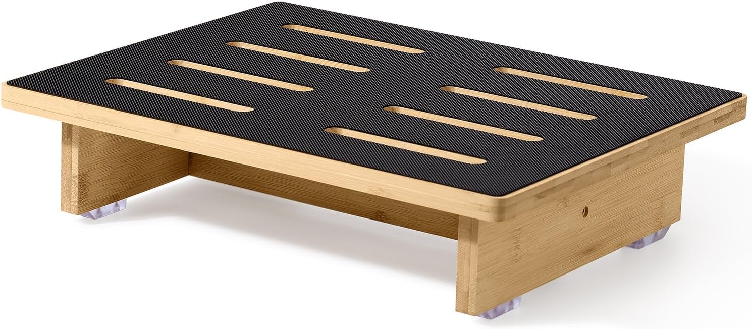 Roylvan Taburete para Adultos, Escalón para Camas Altas, Taburete Antideslizante con Capacidad de Carga de 440 LB para Ancianos, Niños, Junto a la Cama, Ducha, Cocina, Madera de Haya/Negro