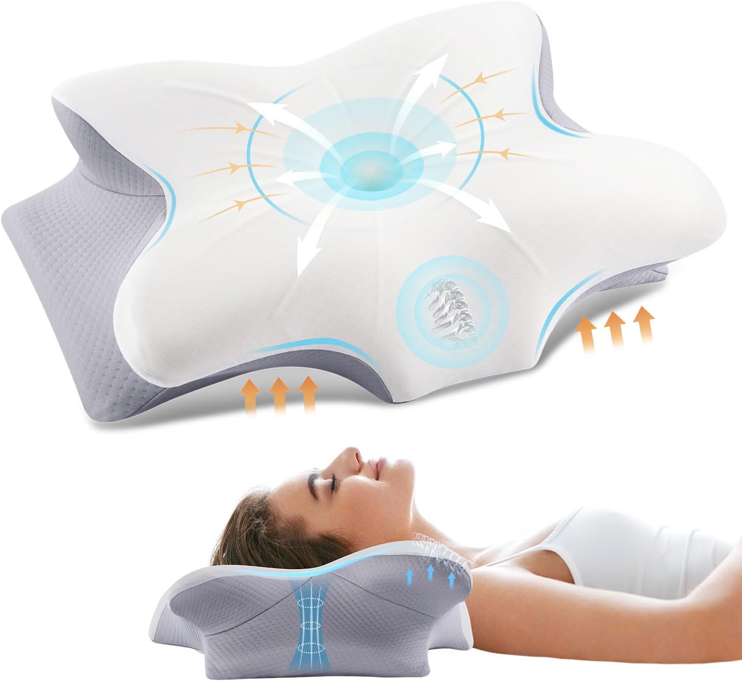 FAIORD Almohada para dormir de lado, almohada, almohada ergonómica para dormir de espuma viscoelástica para personas que duermen de lado y boca abajo