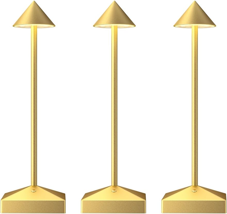 FUNTAPHANTA - Lámpara de mesa inalámbrica minimalista (paquete de 3), LED recargable a batería, atenuación continua, portátil, 3000 K, para comedor, dormitorio y sala de estar.