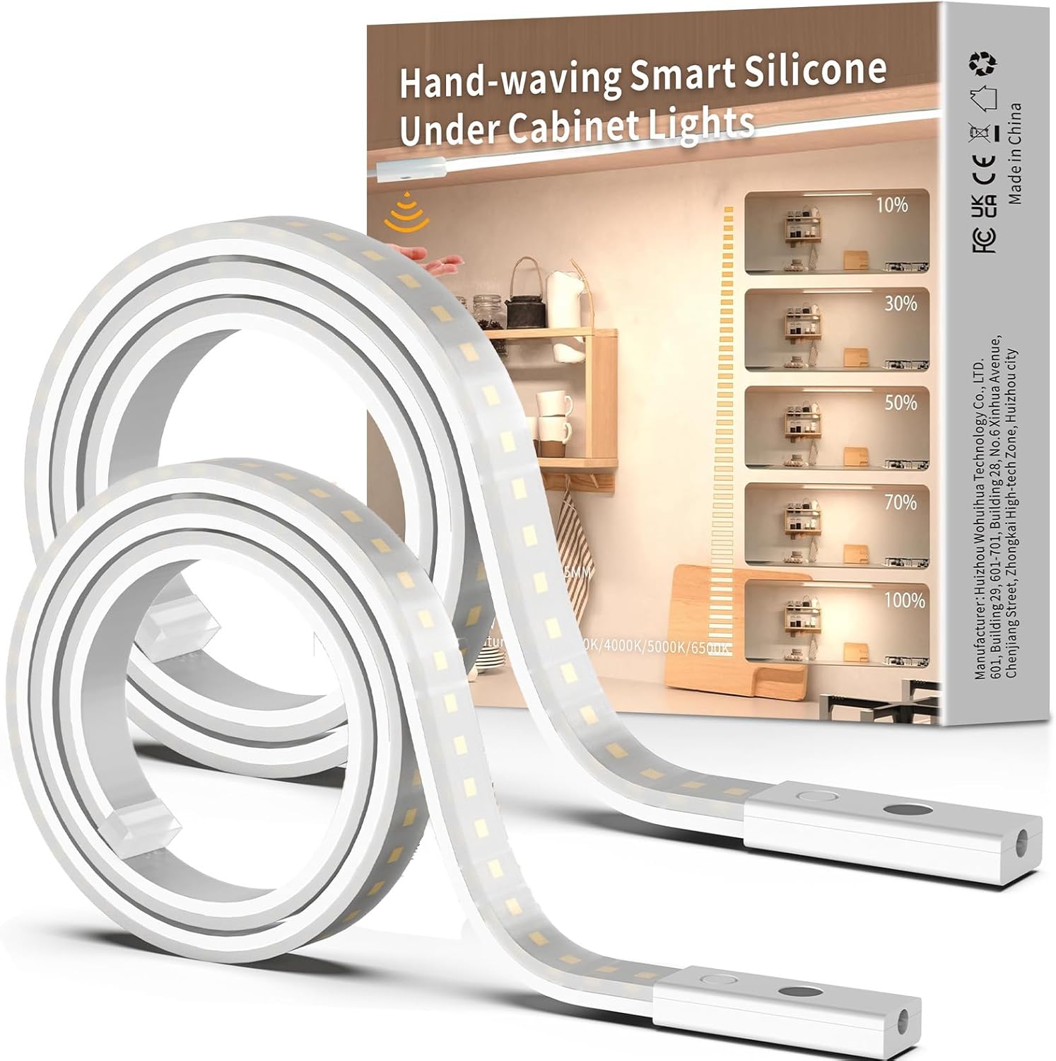 SIBI LIGHTING Lámpara LED para debajo de los muebles, 2 piezas, 1 m, regulable, tira de luz LED para cocina, autoadhesiva, tira LED de silicona flexible, incluye fuente de alimentación de 24 V para co