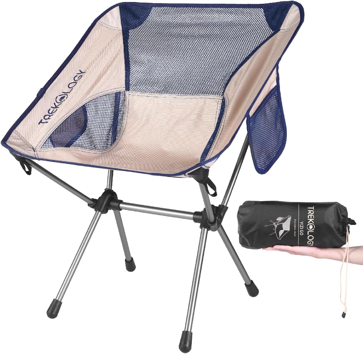 Silla de camping portátil TREKOLOGY YIZI GO: ligera, compacta, portátil y plegable, con respaldo de altura ajustable, ideal para viajes, mochilerismo y acampada.