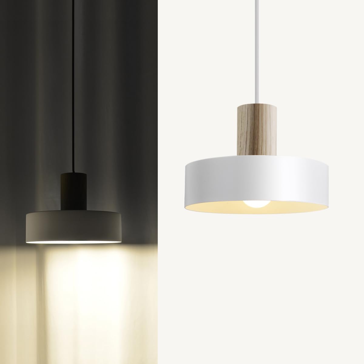 Lámpara colgante de 1 llama con pantalla de metal y Acabado de madera natural. Diámetro de 25 cm. Compatible con bombillas E27 (no incluidas). Instalación sencilla con todo el accesorio necesario incl
