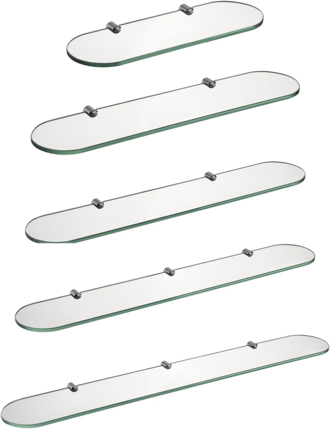 Estante de vidrio HomeHeng, unidad de almacenamiento de vidrio, estante de pared, vidrio templado de 8 mm, vidrio transparente + abrazadera de vidrio cromada, estante de vidrio para baño, 80 x 12 cm, E3308-80HC