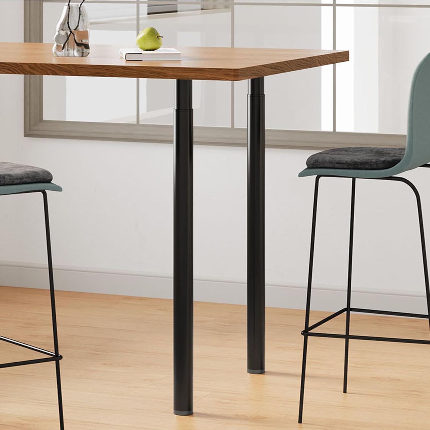 INMOZATA Juego de 2 patas de mesa 70-110cm altura regulable patas de mesa metal negro con tapa protectora y tornillos Ø60mm pies de mesa para mesa de comedor escritorio