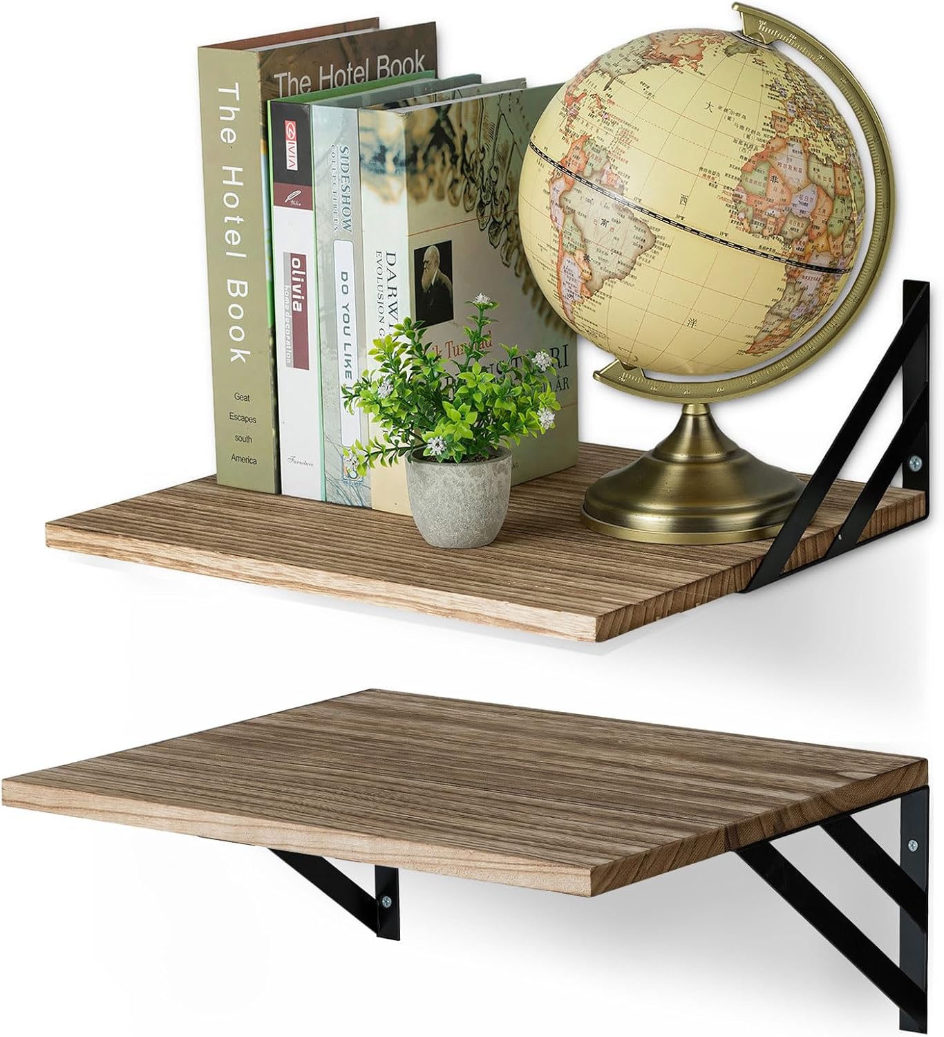 Estantes de pared Walasis de 30 cm de profundidad, estante de madera: estantes rústicos de 40 cm de ancho para paredes, estante de madera para cocina, baño, sala de estar - Estante flotante grande para enrutador, libros, altavoces y reproductor multimedia