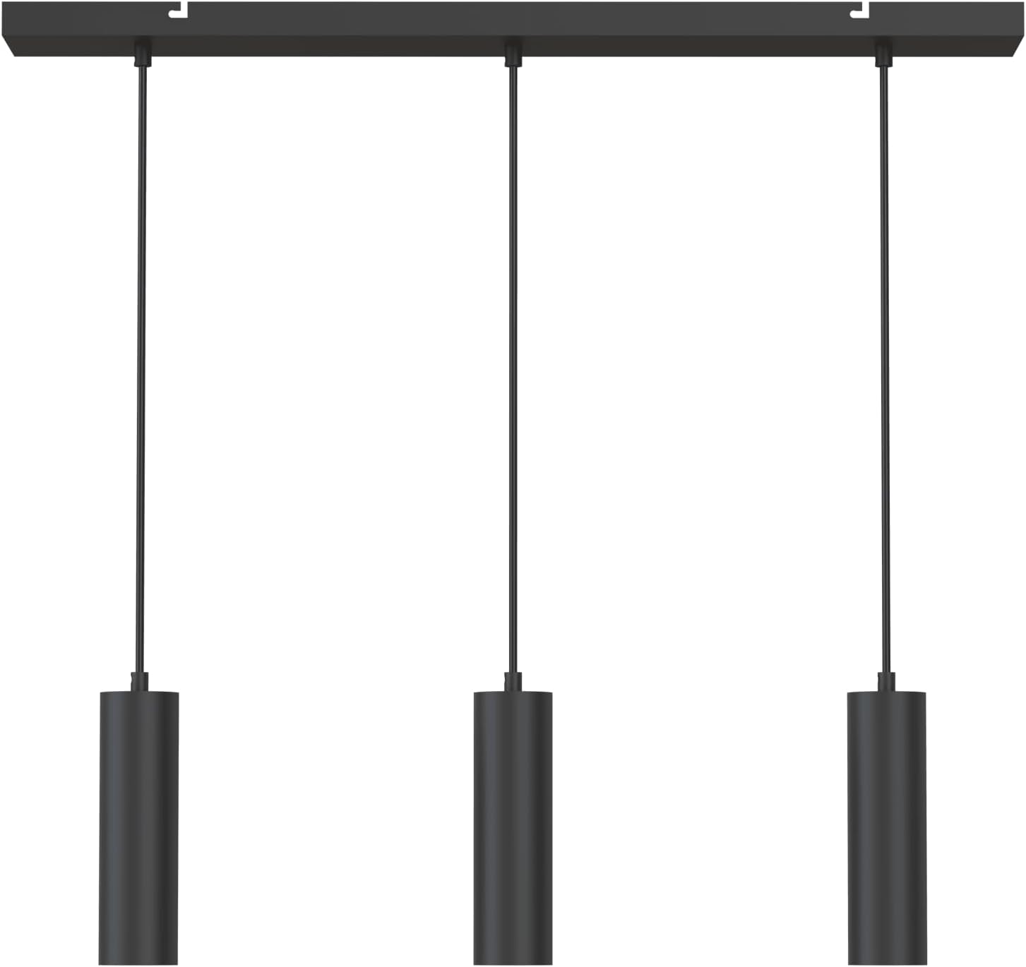 Lámpara colgante CALEX GU10, 3 luces, cilindro de aluminio, altura regulable, negro mate.