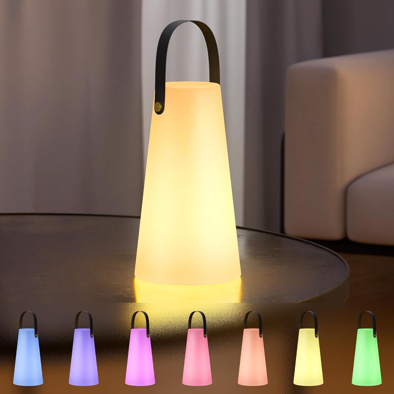 GGII Lámpara LED para Exteriores con Control Remoto, lámpara de Mesa portátil para Exteriores con 8 Colores, lámpara de batería Recargable por USB, Impermeable, para jardín, Exterior, Dormitorio, Bar,