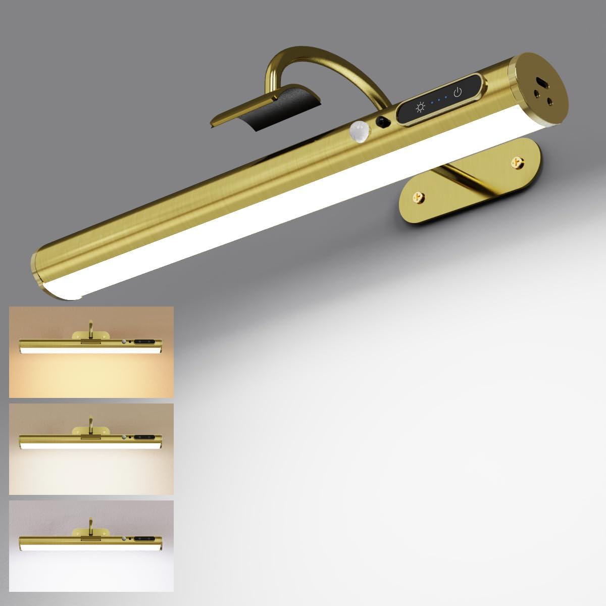 Lámpara de pared inalámbrica Yinglap con sensor de movimiento, luz LED de pared para interiores sin conexión a la corriente ni control remoto, lámpara de pared inalámbrica magnética regulable, iluminación de imagen con batería para espejo de dardos.