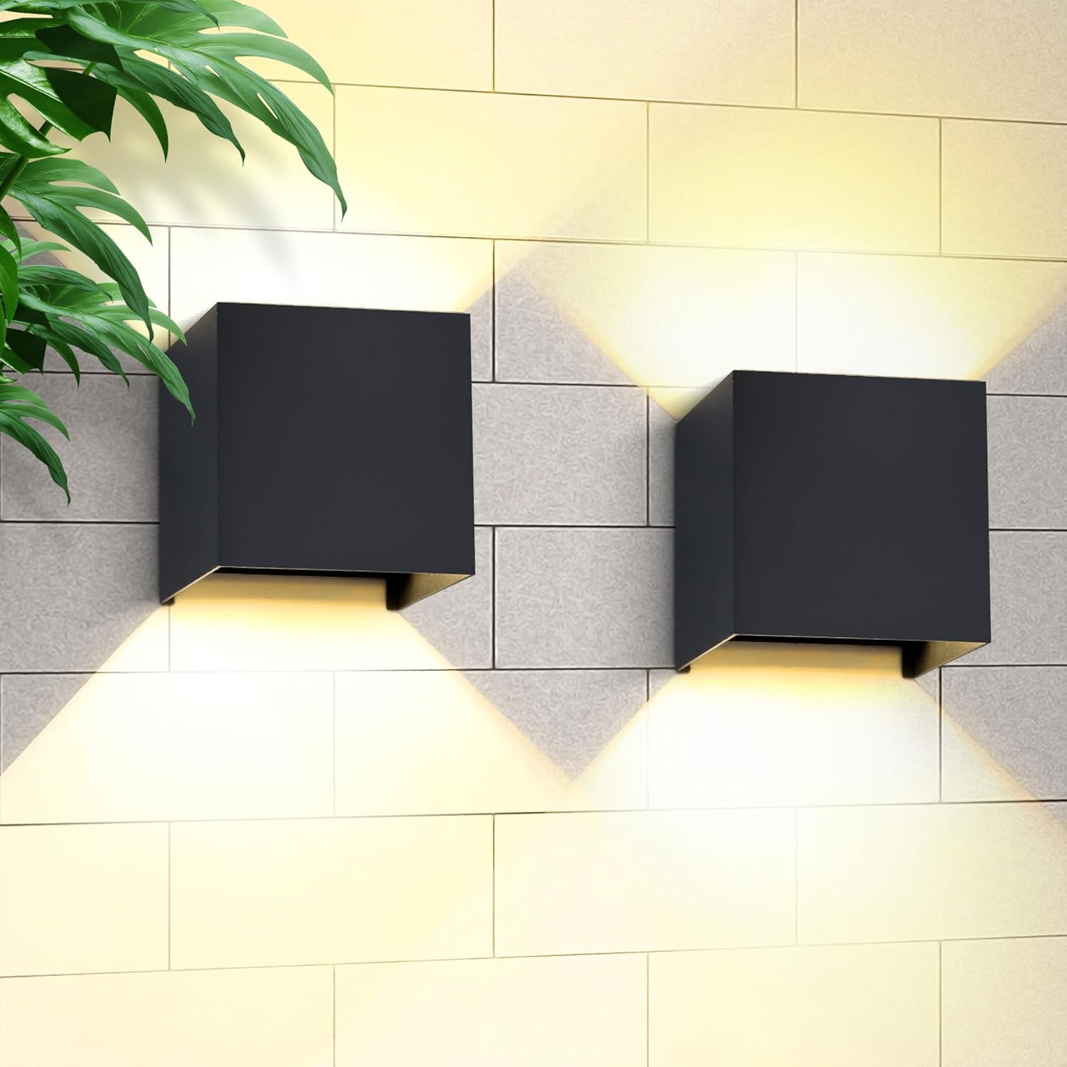 CANMEIJIA - Aplique LED de pared para interior, 3000 K, 9 W, G9, 2 unidades, IP65, haz de luz regulable para dormitorio, salón, jardín, pasillo, balcón y baño, color negro