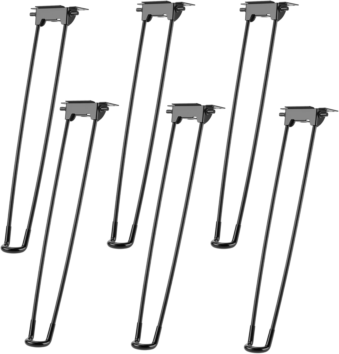 ZOENHOU Juego de 6 patas de mesa tipo horquilla de 43 cm de metal - Patas plegables para muebles con protectores para mesa de centro, ordenador portátil, mesita de noche y muebles de bricolaje (ancho 10 cm)