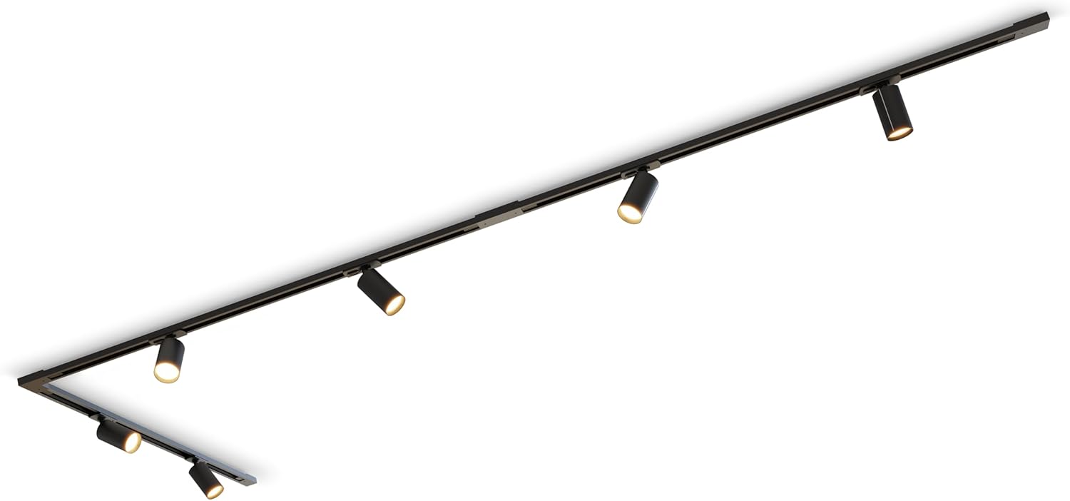 Sistema de riel LED CALEX, 3 m con 6 focos GU10 ajustables, negro mate, lámpara de techo moderna