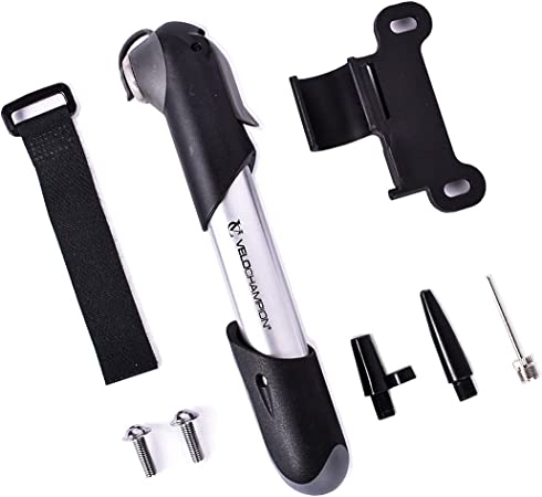 VeloChampion Mini Bomba de Bicicleta Alloy Se Adapta a Presta, Schrader & Dunlop - Portátil, Compacto, Duradero y rápido y fácil de Usar