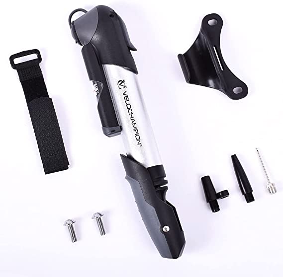 VeloChampion Mini Bomba de Bicicleta Alloy Se Adapta a Presta, Schrader & Dunlop - Portátil, Compacto, Duradero y rápido y fácil de Usar