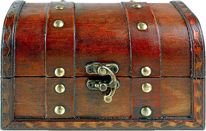 Brynnberg - Caja de Madera Cofre del Tesoro Pirata de Estilo Vintage, Hecha a Mano, Diseño Retro 17x10x10cm