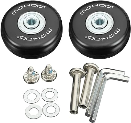 Ruedas de Repuesto Maletas, MOHOO Ruedas de Repuesto 50x18mm Sordina Goma Universal Giratoria Ruedas Reparación Kits con Ejes Rodamientos Llaves