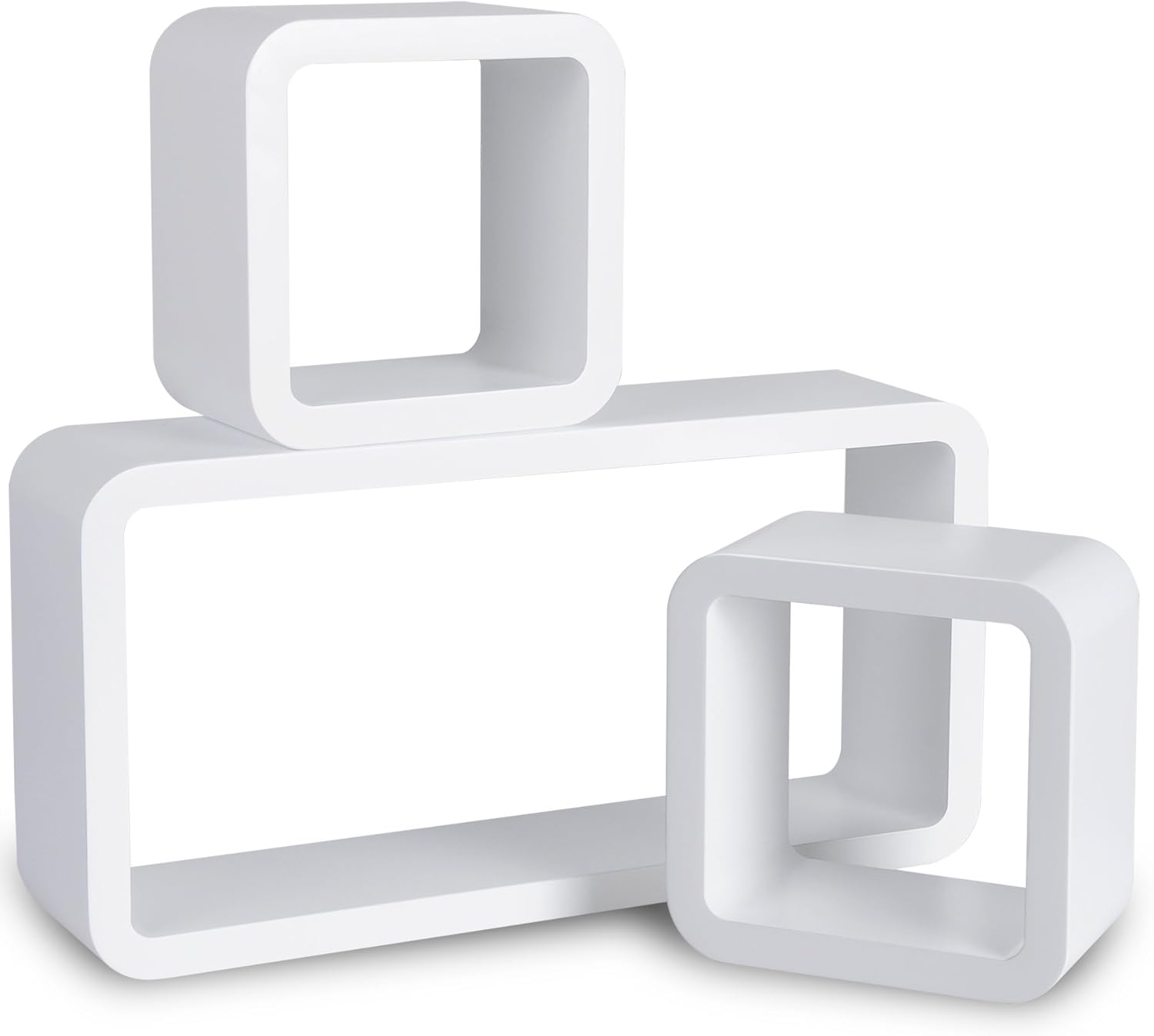 WOLTU Estantería de Pared Estantería Cubo Conjunto de 3 Estante Retro Colgantes CD Libreria Decorativo Baldas Flotante Pared Blanco 9210-a