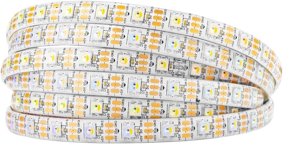 BTF-LIGHTING RGBW RGBNW Blanco Natural SK6812 (similar a WS2812B) 5 m 60 LEDs/píxeles/m 300 LEDs Direccionables individualmente Flexible 4 colores en 1 LED Dream Color Tira LED Impermeable IP65 DC5V