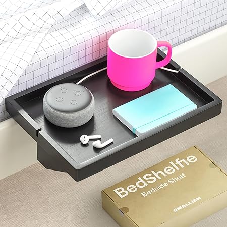 BedShelfie The Original Bedside Shelf - 9 Colores / 3 tamaños - como SE VE EN Business Insider (Diapositiva, Negro)