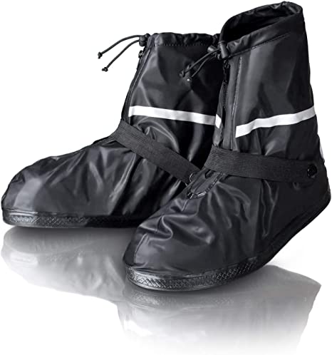 Amazy Cubrezapatos de lluvia con bolsa de almacenamiento, impermeable, antideslizante, con reflectores para zapatos secos y limpios, incluso en lluvia, nieve o polvo