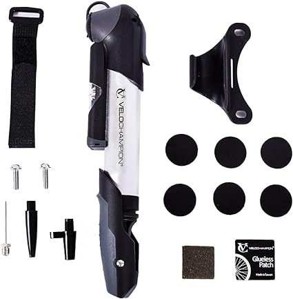 VeloChampion Mini Bomba de Bicicleta Alloy Se Adapta a Presta, Schrader & Dunlop - Portátil, Compacto, Duradero y rápido y fácil de Usar