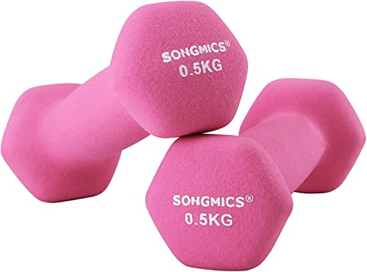 SONGMICS Juego de 2 Mancuernas, Pesas de Mano de Neopreno Antideslizante con Acabado Mate, Entrenamiento en Casa, Ejercicio de Fitness