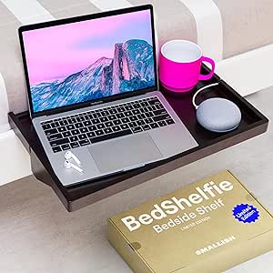 BedShelfie Nachttisch zum Einhängen ans und etagenbett Regal fr Kinder-Etagenbett, Bett Bettablage Das Original Nachttisch Regal, klein Tisch und beistelltisch (Plus Größe, Bambus in Schwarz)