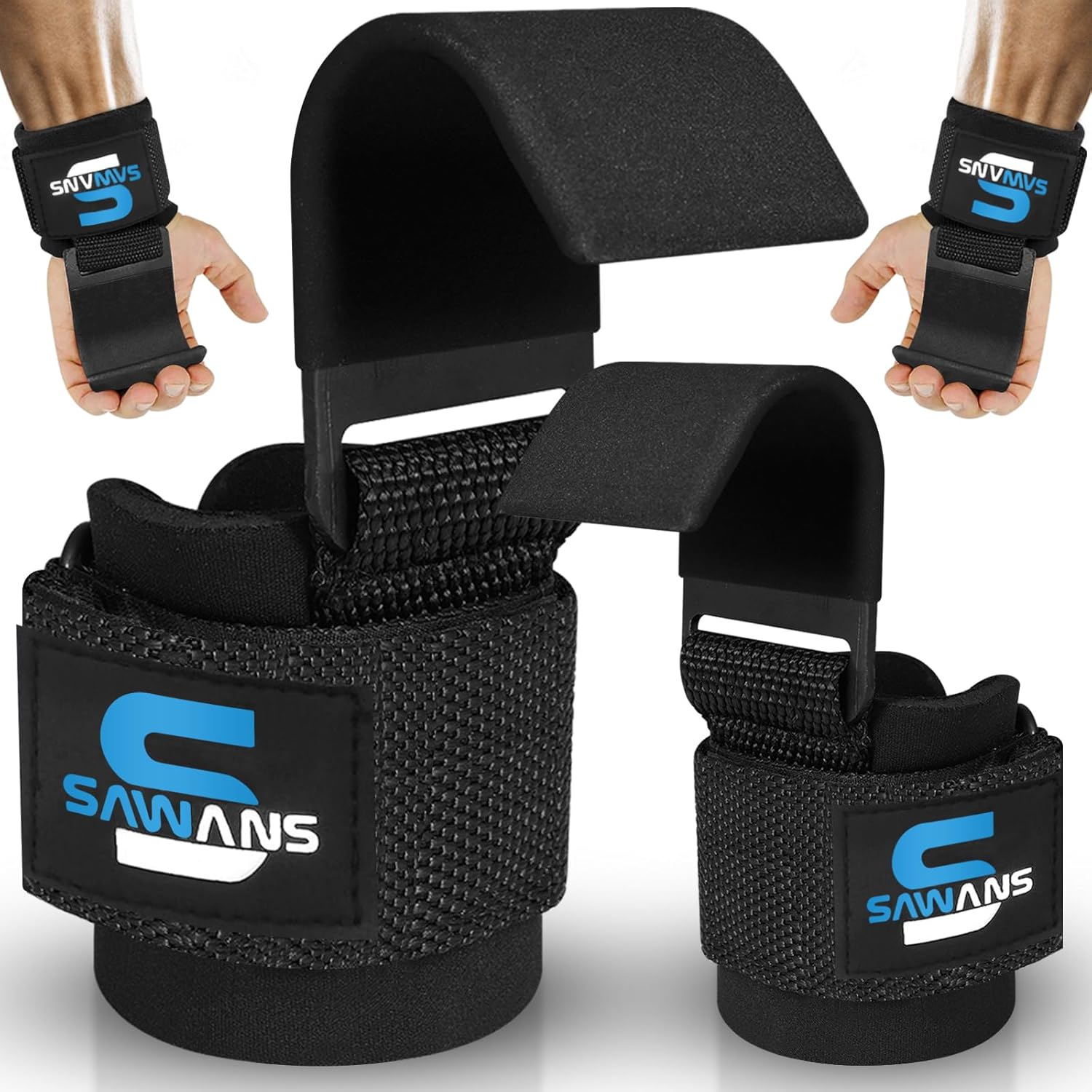 SAWANS Soporte de muñeca Power Wrist Straps Gancho Barra de levantamiento de pesas Entrenamiento Gimnasio Bar Soporte Levantamiento Guantes