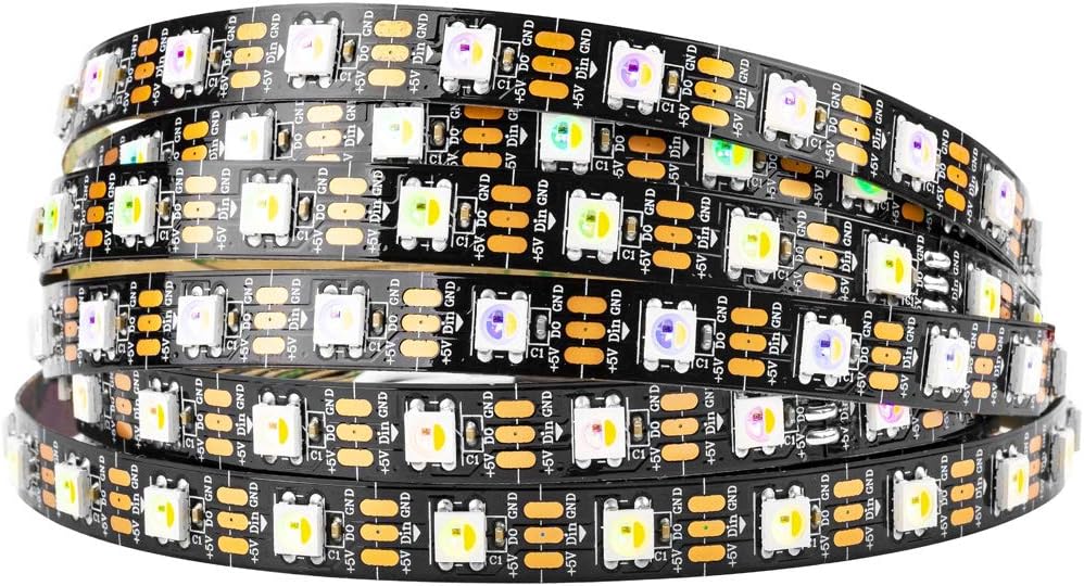 BTF-LIGHTING RGBW RGBNW Blanco Natural SK6812 (similar a WS2812B) 5 m 60 LED/píxeles/m Direccionable individualmente Flexible 4 colores en 1 LED Dream Color Tira LED Impermeable IP67 DC5V PCB Negro